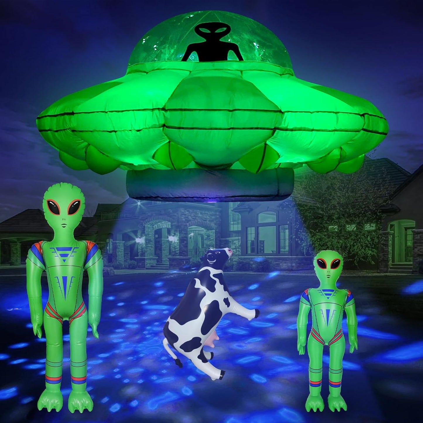 Alien Party Decorations with Inflatable UFO and Cow for Fun