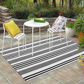 Black and White Striped Outdoor Rug for Modern Farmhouse Style