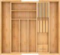 Bamboo Silverware Drawer Organizer with Removable Knife Block