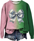 W's Sweatshirts for Women Pink and Green Graphic Crewneck