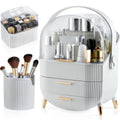 Makeup Organizer with Drawers and Brush Storage - Clear Vanity Caddy