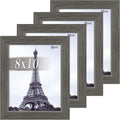 8x10 Picture Frame Set of 4 - Grey Wood-Grain Poster Frames