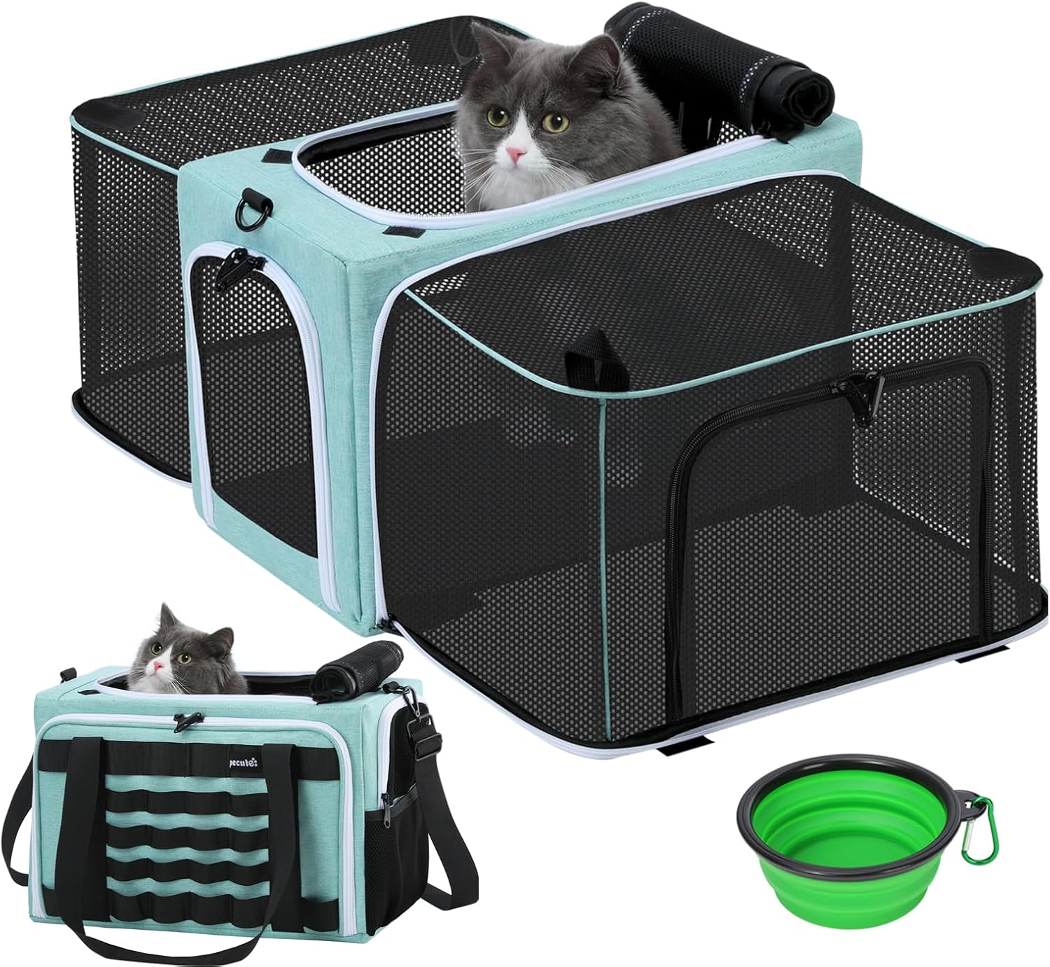 Pecute Cat Carrier Expandable for Travel and Outdoor Adventures