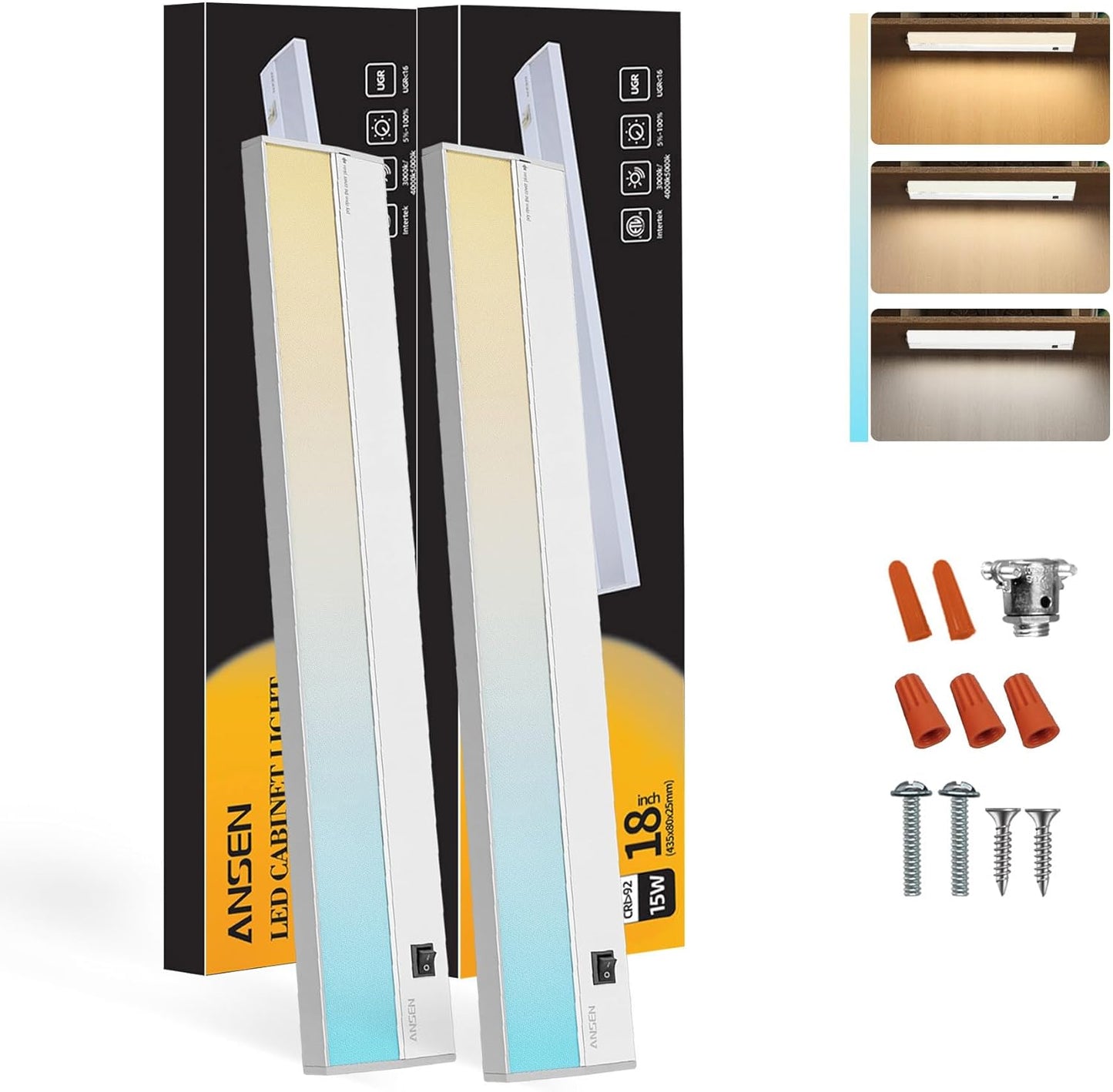 Under Cabinet Lighting Hardwired 18in Dimmable LED Light Set