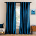 Blue Velvet Curtains 90 in 2 Panels - Luxury Room Darkening Drapes