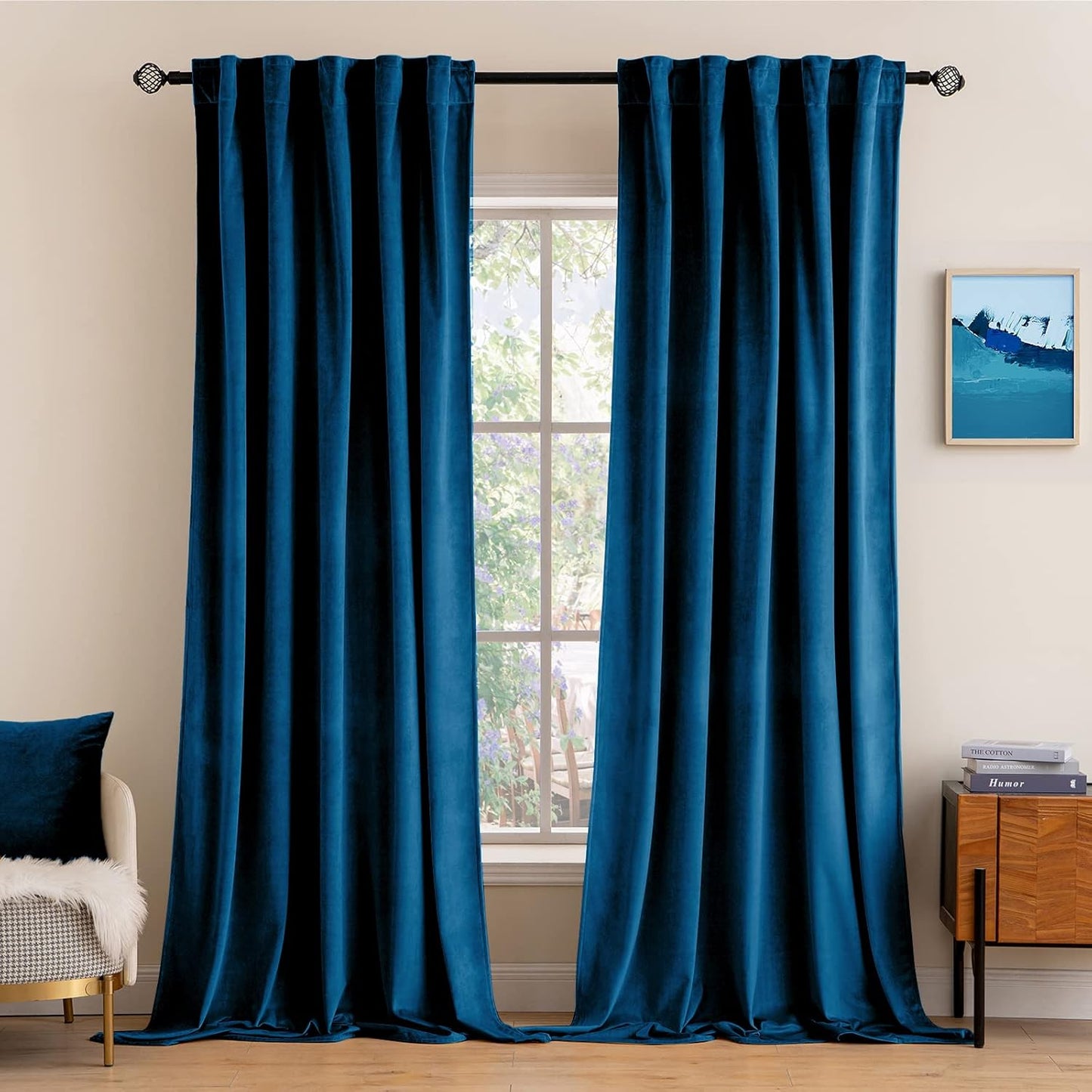 MIULEE Blue Velvet Curtains for Luxury Room Darkening Needs