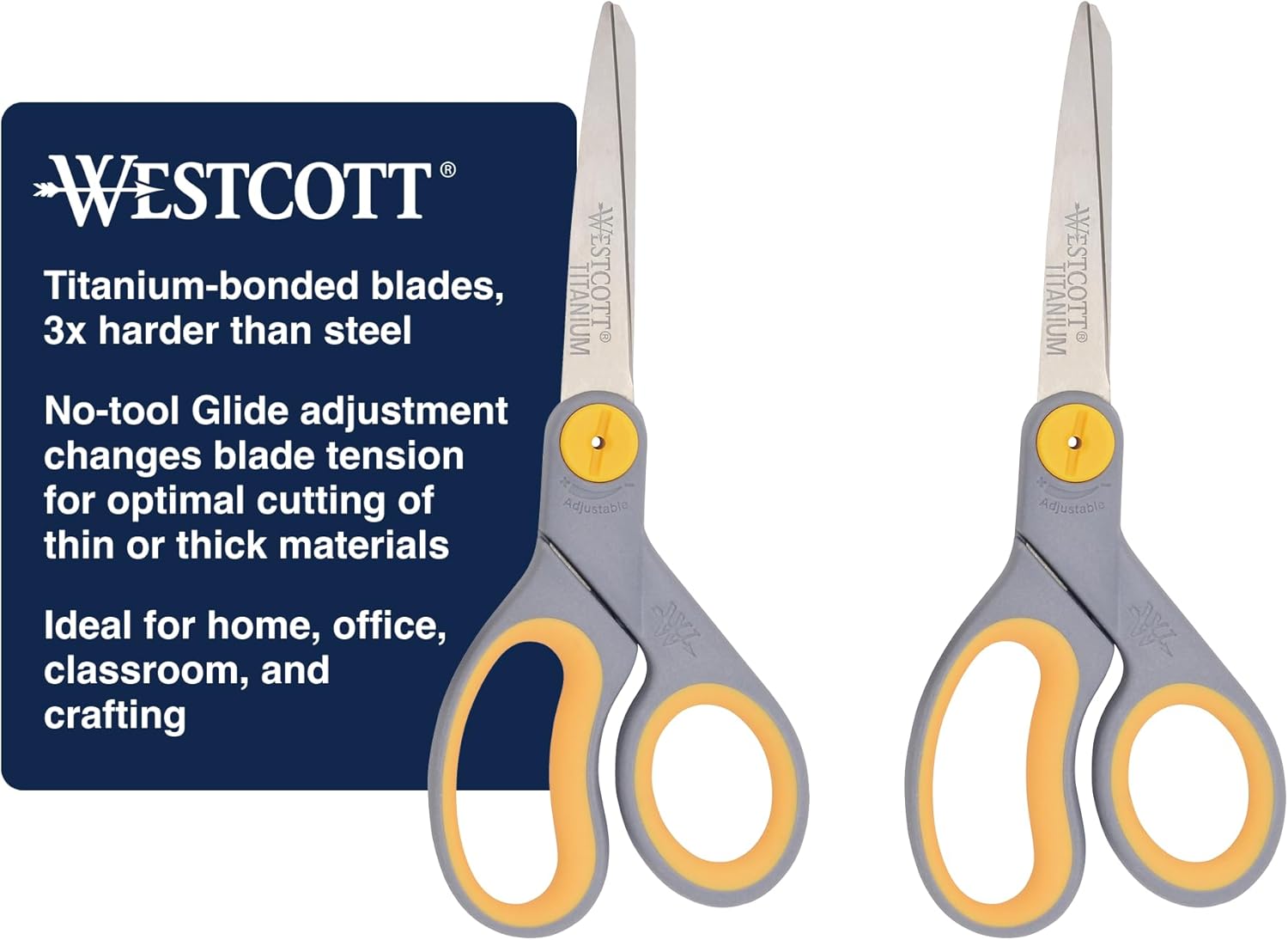 Titanium-Bonded Scissors: Adjustable Glide, 2-Pack