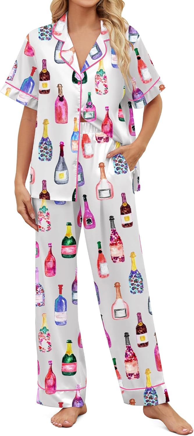 Satin Pajamas for Women Set - Comfortable Button Down Sleepwear