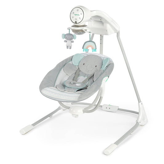Ingenuity Baby Swing - Swivel Seat, Safety Harness, Nature Sounds, Lights