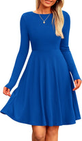 Women's Ribbed Knit Long Sleeve A Line Short Dress - Cozy Fall Fit
