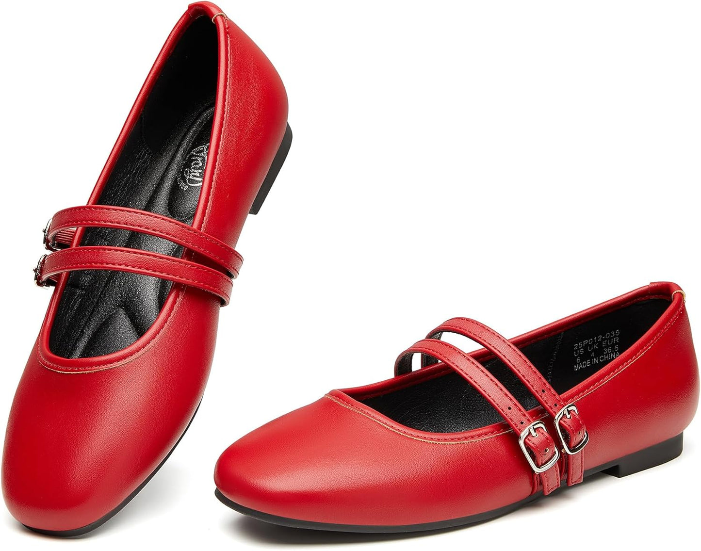 Trary Mary Jane Shoes Women Comfortable Square Toe Flats
