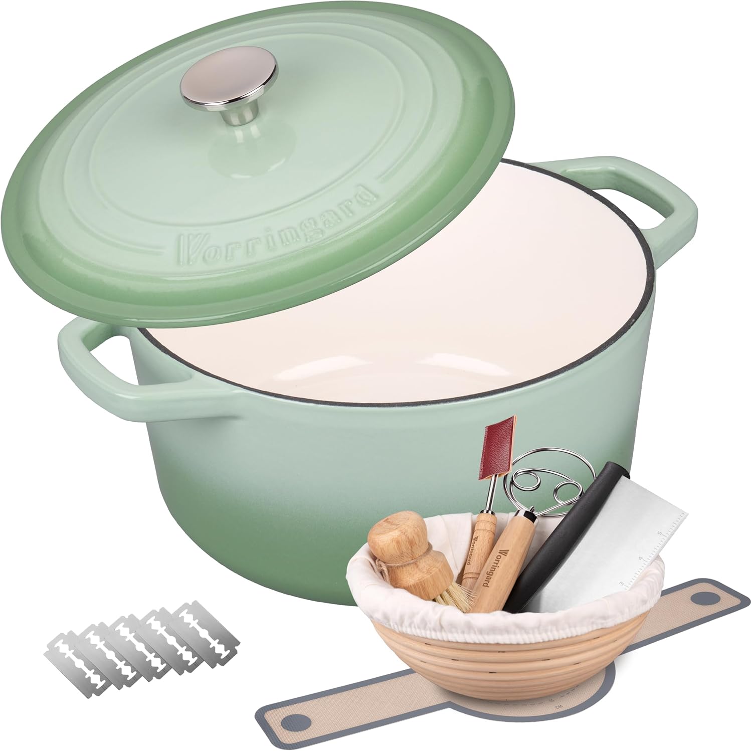 Enameled Cast Iron Dutch Oven Pot for Sourdough Baking 6QT