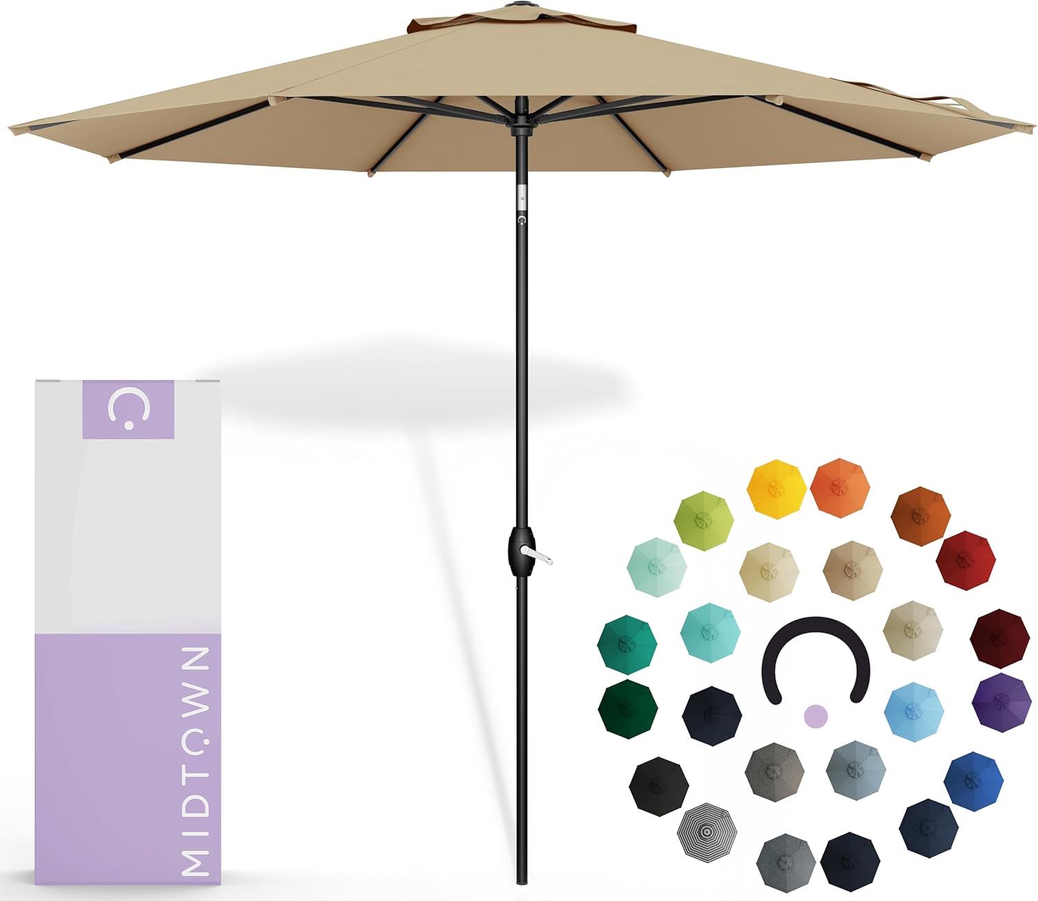 Midtown Umbrellas 8 Feet Outdoor Umbrella with Auto-Tilt Feature