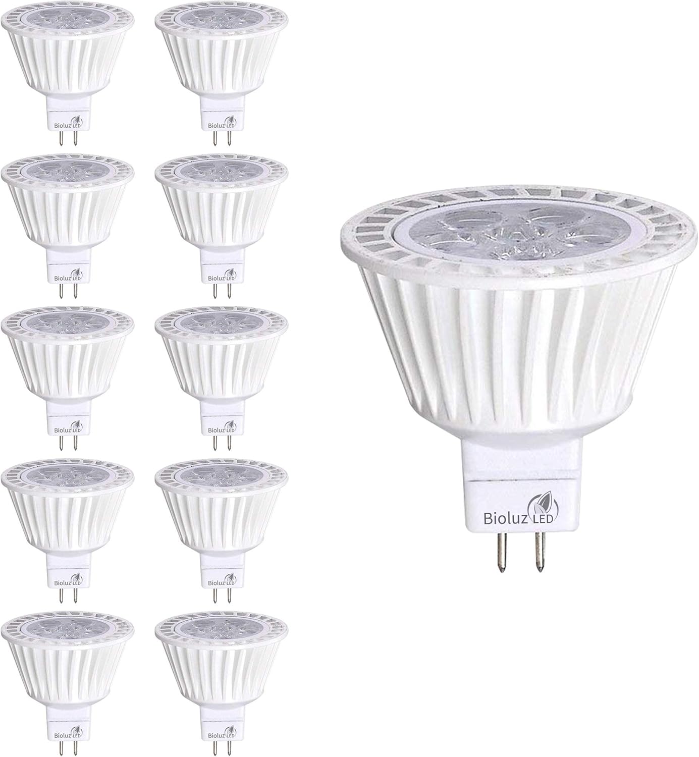 Bioluz LED 10 Pack MR16 Bulb Dimmable 50W Halogen Replacement