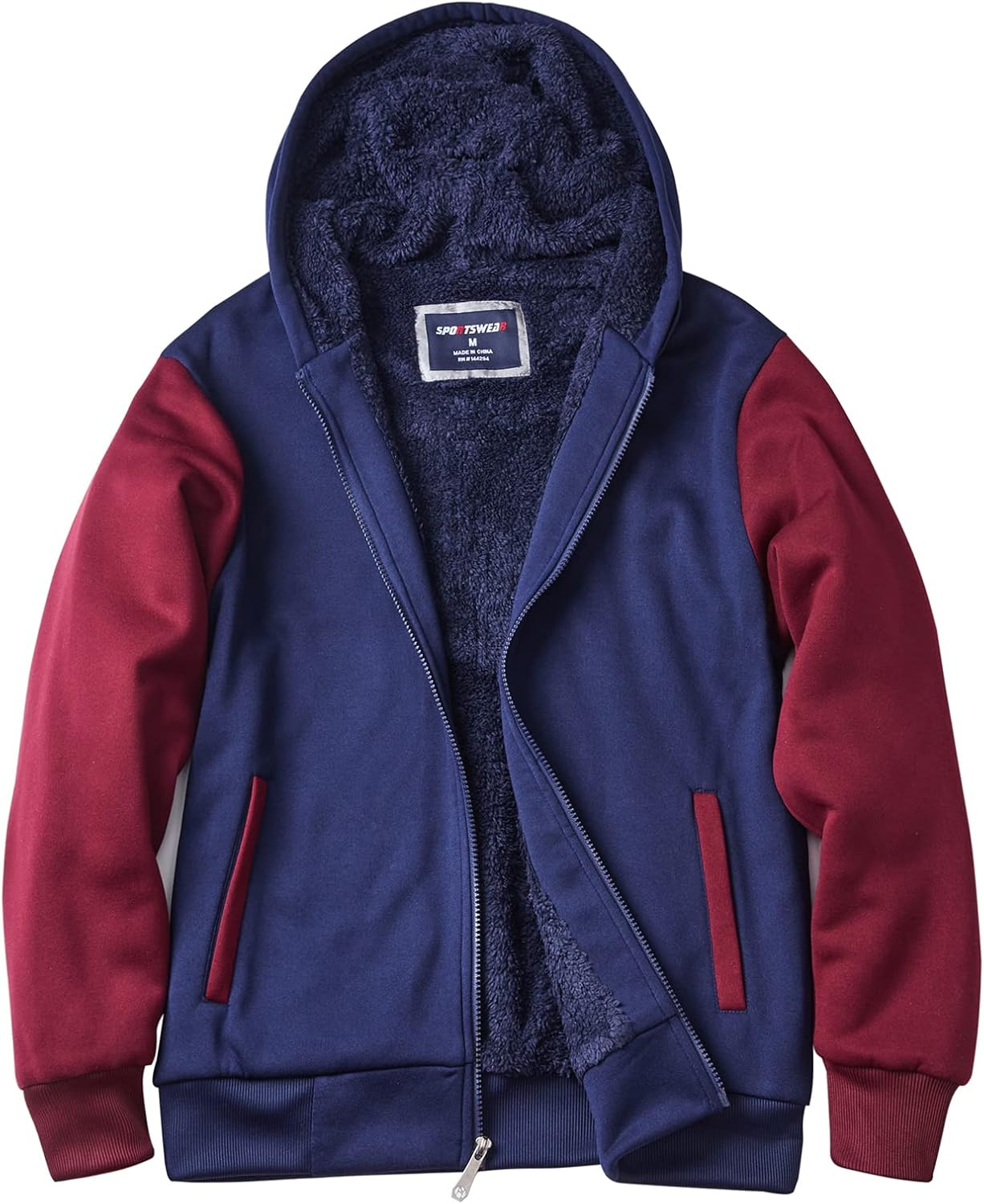 Facitisu Flannel Hoodies for Men Sherpa Lined Heavy Fleece