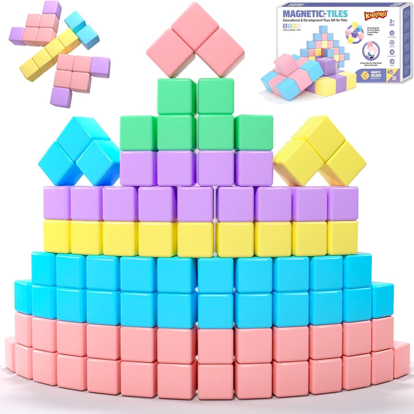 45pcs Magnetic Blocks for Kids Ages 3-5 - Creative Building Fun