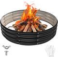 60 in Round Galvanized Fire Pit Ring - Foldable Outdoor Fire Ring