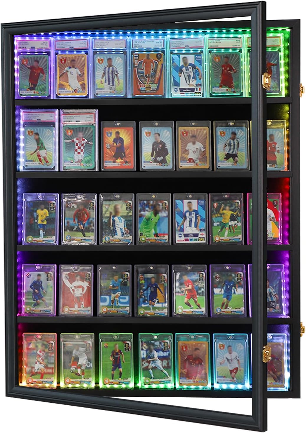 35 Graded Sports Card Display Case with LED for Collectors