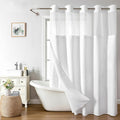 Linen Textured Ringless Shower Curtain Set 71x80 in - Hotel Style