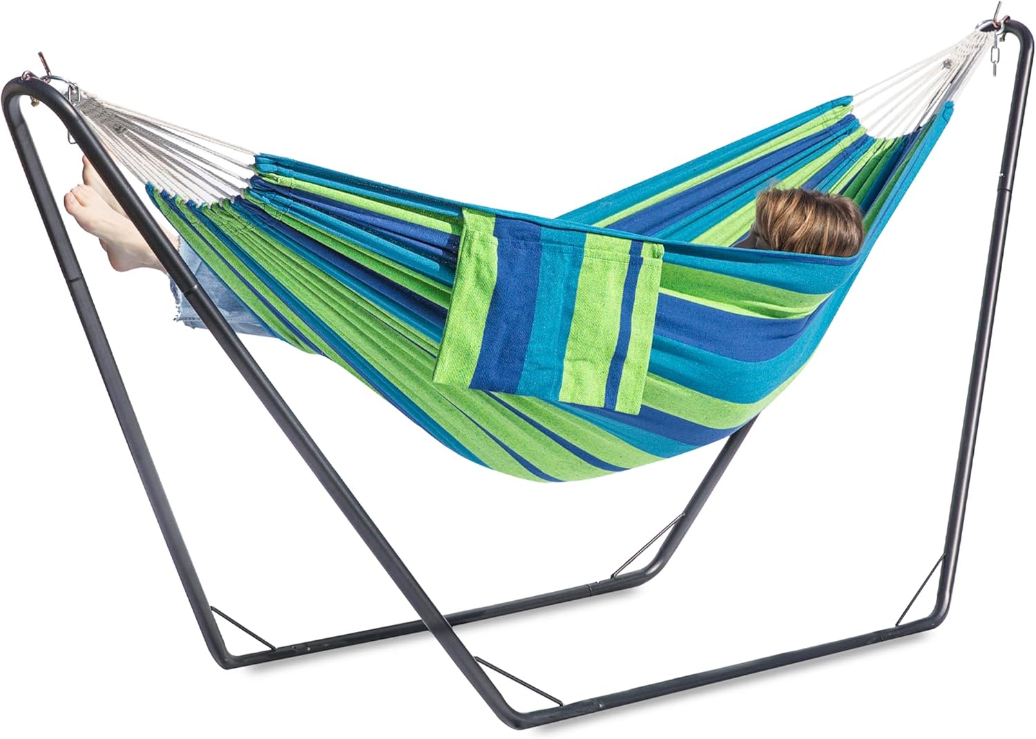 Double Hammock with Stand for Outside - Comfortable & Stylish