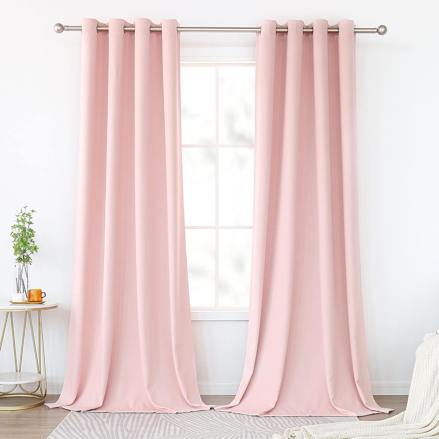 KEQIAOSUOCAI Baby Pink Extra Long Curtains for Girls Room