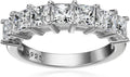 Platinum Plated Sterling Silver Princess Cut Ring Size 5 - Sparkle