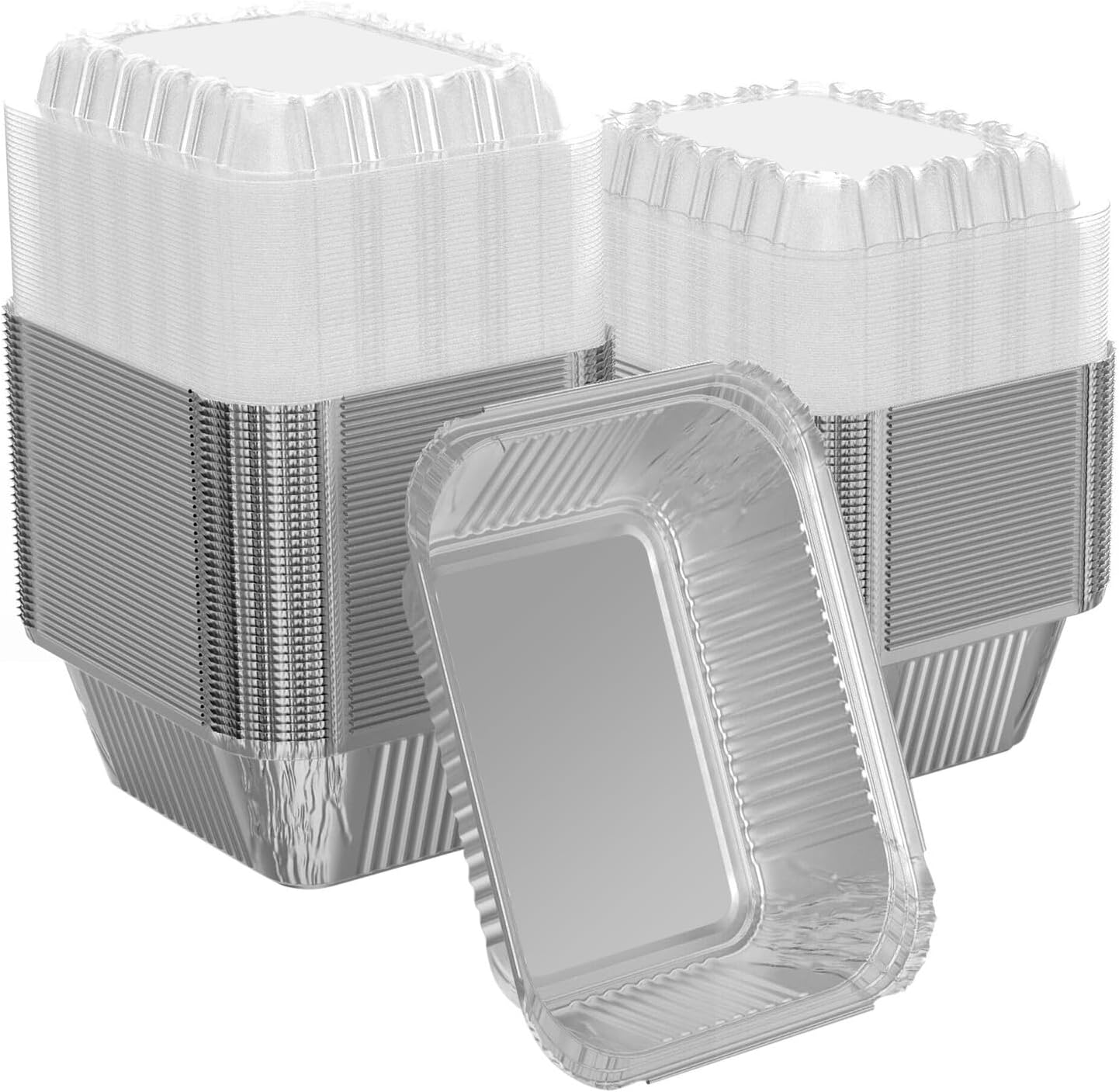 100 Pack 2 lb Rectangular Disposable Aluminum Foil Pans for Food