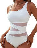 One Shoulder Sexy One Piece Swimsuit - Flattering Mesh Slimming Fit