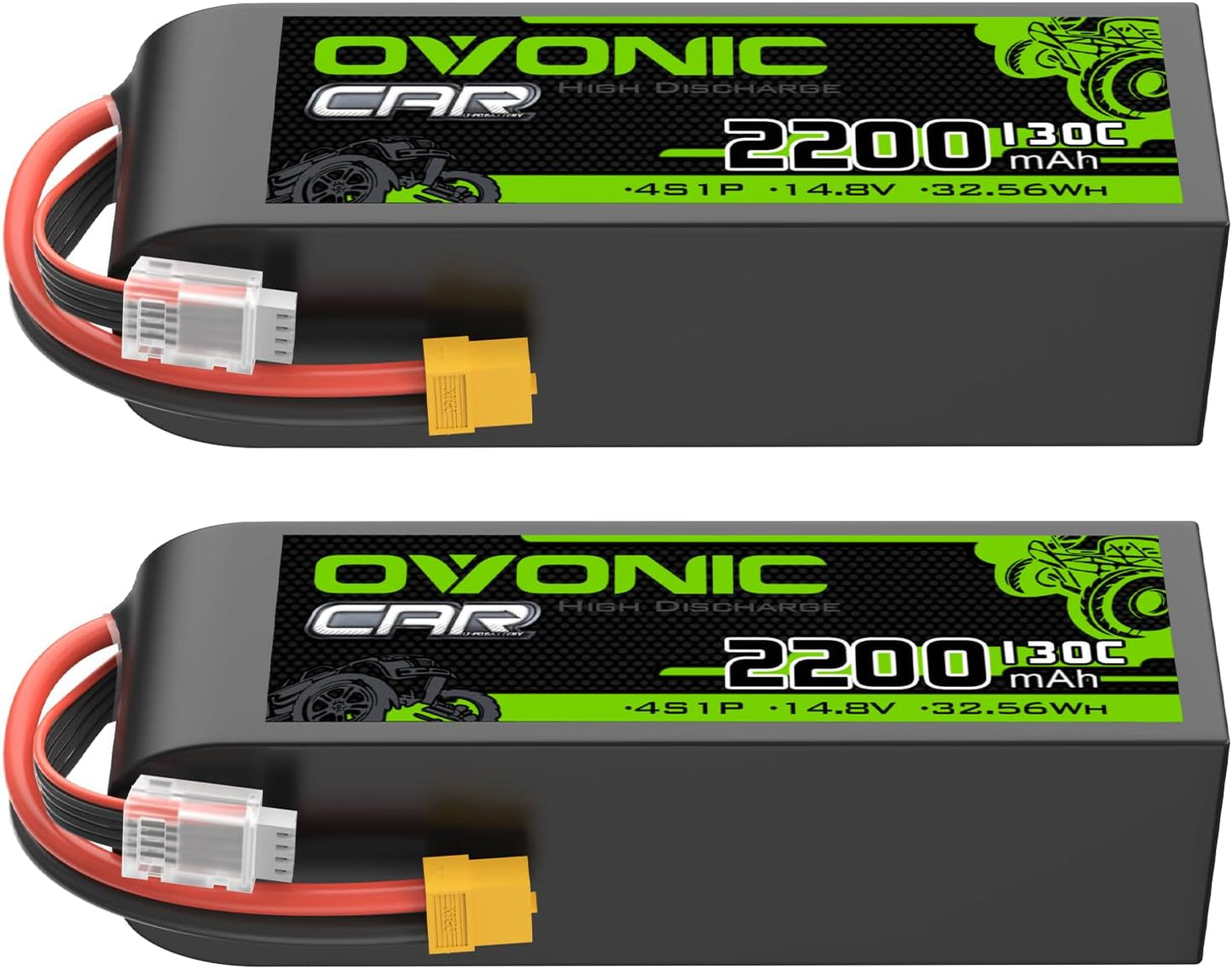 OVONIC 4S LiPo Battery 2200mAh 14.8V 130C for RC Vehicles