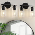 Modern Vanity Lights Matte Black Clear Glass Shade - 2 Pack