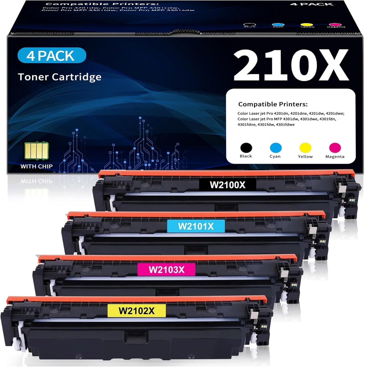 210X Toner Cartridges Replacement for HP Color Laser Jet Pro