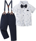 toddler boy outfit suit with bowtie and suspenders - formal 1-5 yrs