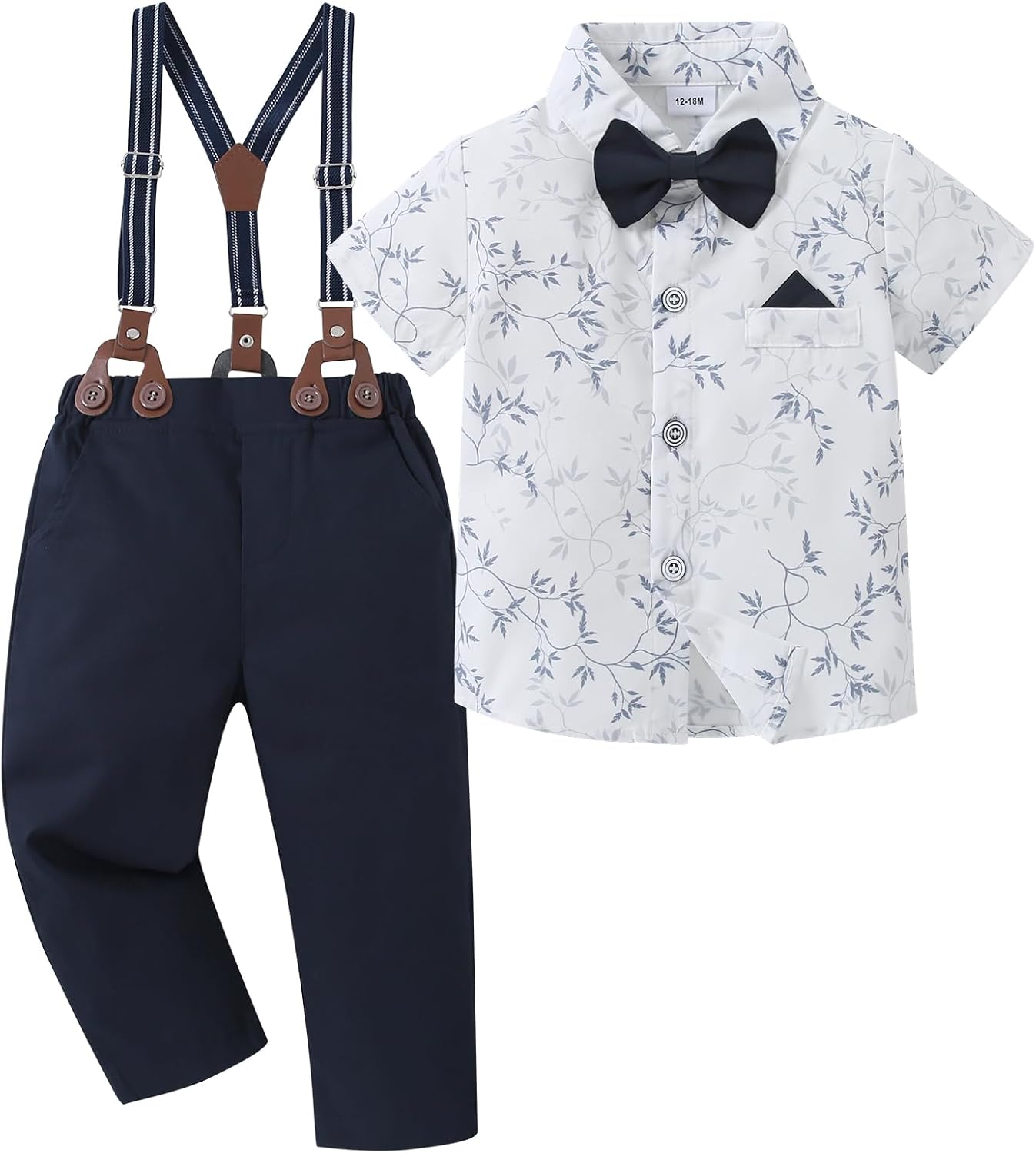 Toddler Boy Outfit with Bowtie and Suspenders for Weddings