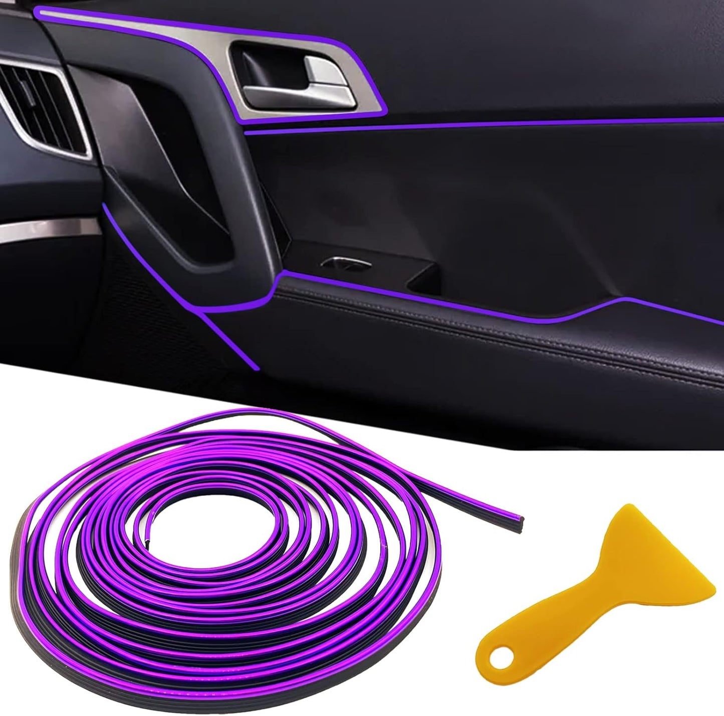 33ft Universal Car Interior Trim Strips, Easy Installation, Stylish Purple Finish
