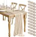 12 Pack Beige Cheesecloth Table Runner 10ft - Rustic Sheer Gauze