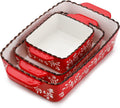 AVLA 3 Pack Ceramic Bakeware Set - Porcelain Rectangular Baking Dishes