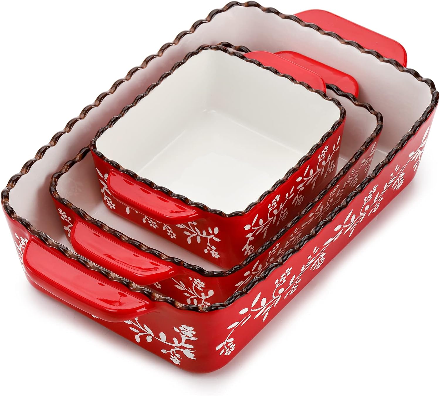 AVLA 3 Pack Ceramic Bakeware Set for Versatile Cooking Needs