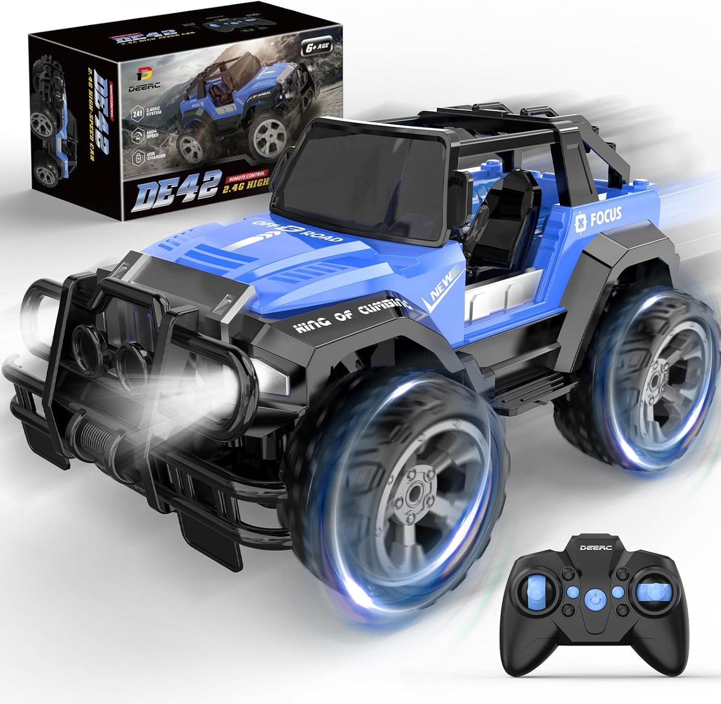 DEERC DE42 RC Car: 80 Min Play Time, LED Lights, Off-Road Action!