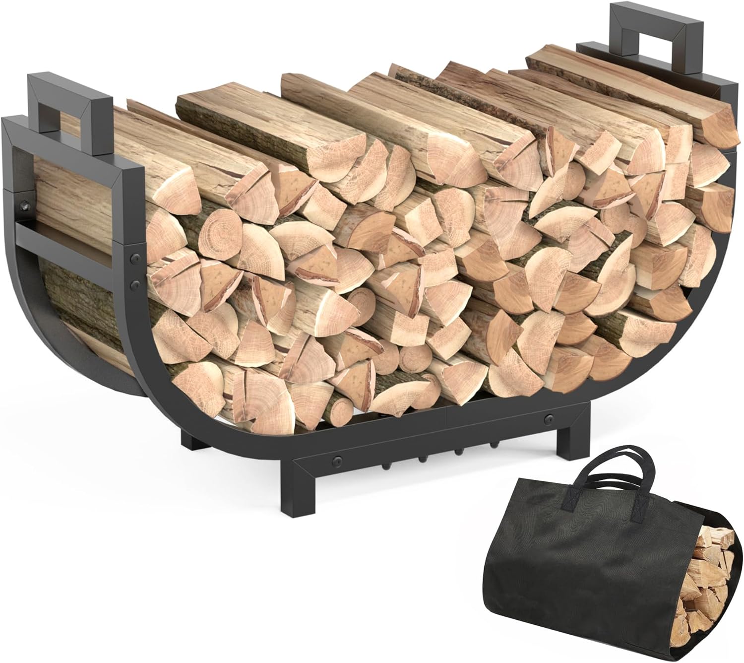 30 Inch Firewood Rack for Indoor and Outdoor Use, Heavy Duty