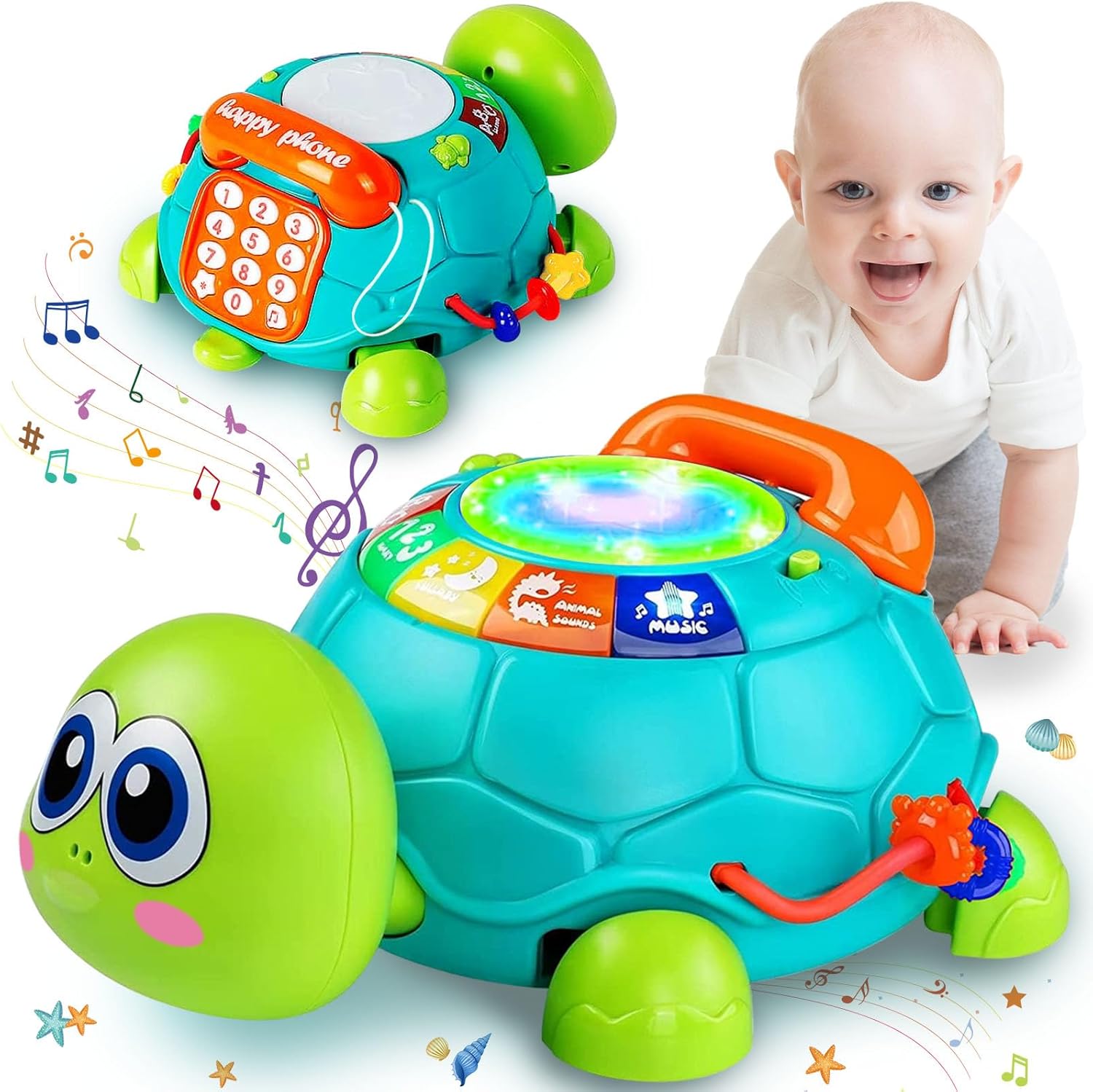 Musical Turtle Baby Toy for Early Crawling Development