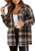Womens Flannel Shacket Oversized Plaid Button Down - Cozy Layer