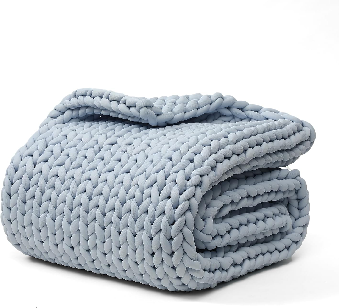 YnM Cooling Chunky Throw Blanket for Couch and Bed, Azure Blue