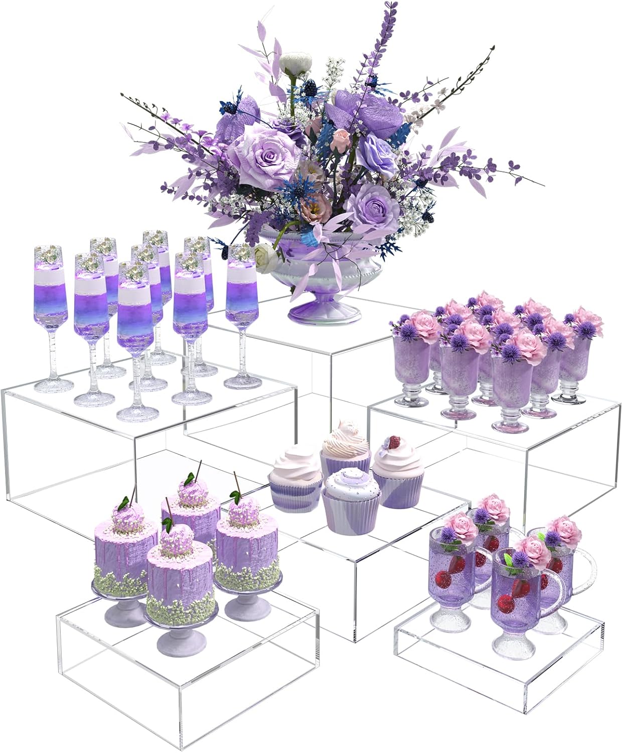 Buffet Risers for Party Display - Crystal Clear Acrylic Stands