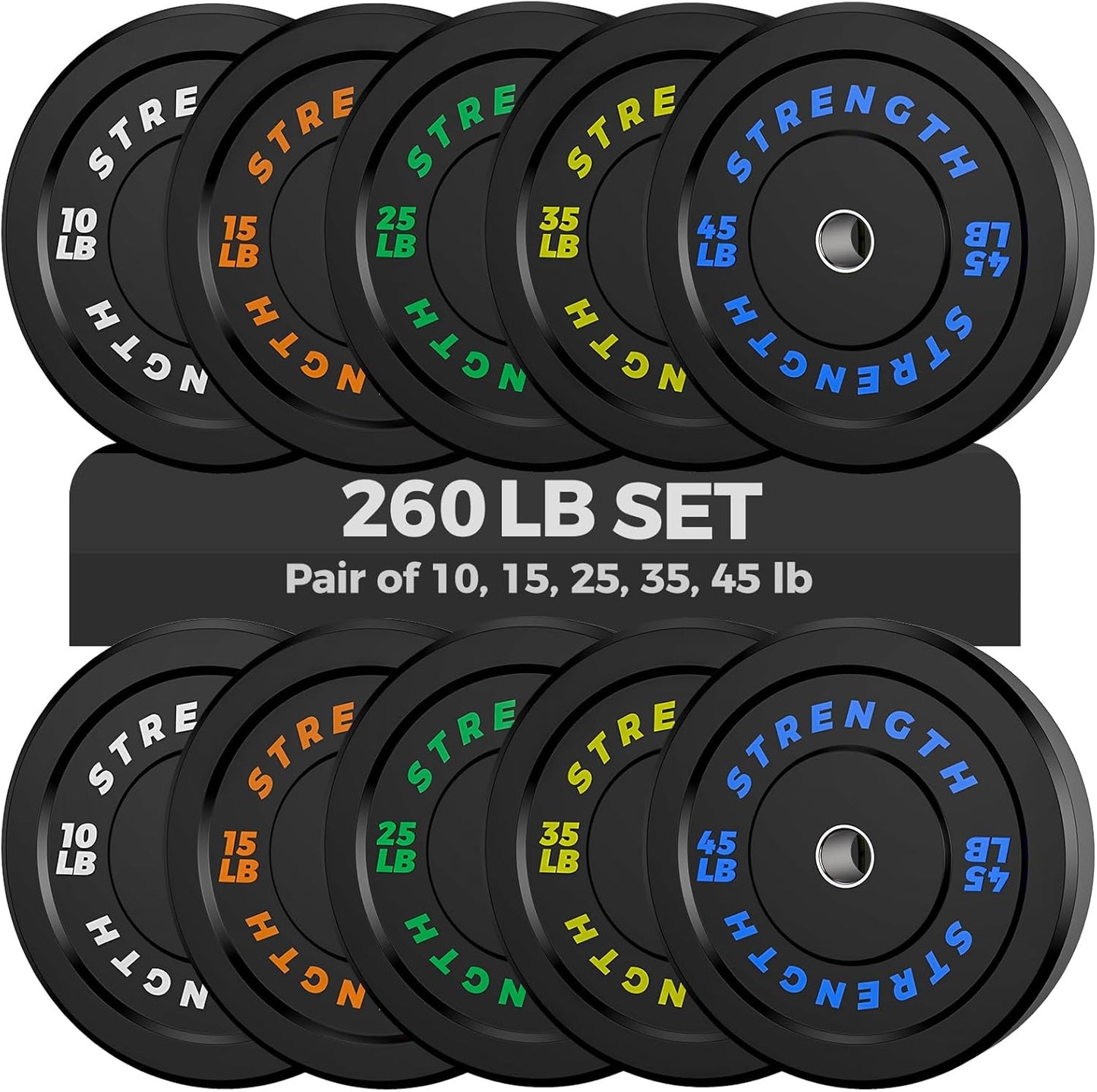 Olympic Rubber Bumper Weight Set for Home Gym Strength Training