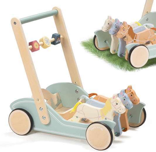 Giant Bean Wooden Baby Push Walker for Toddlers Ages 1-3