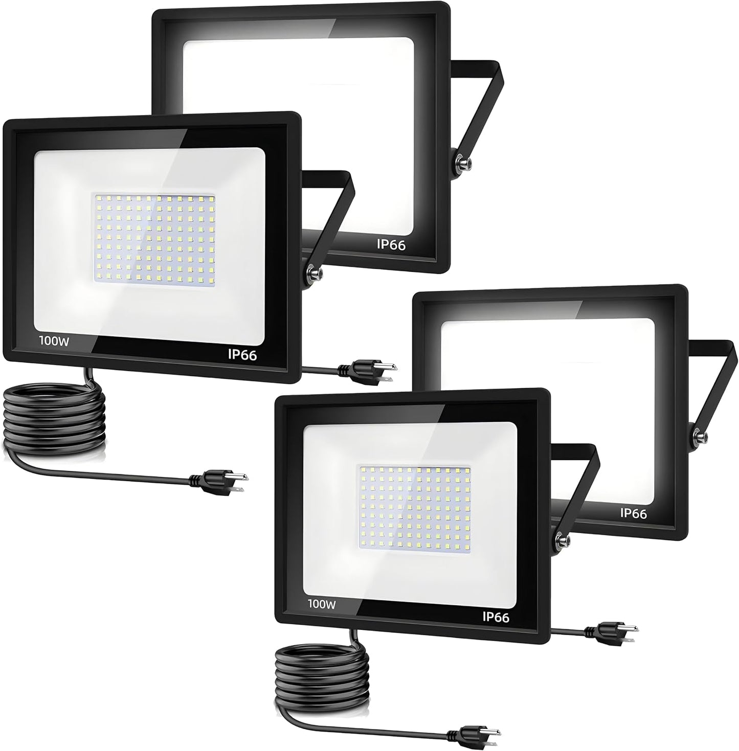 4Pack LED Flood Light Outdoor 100W with 11000lm Brightness