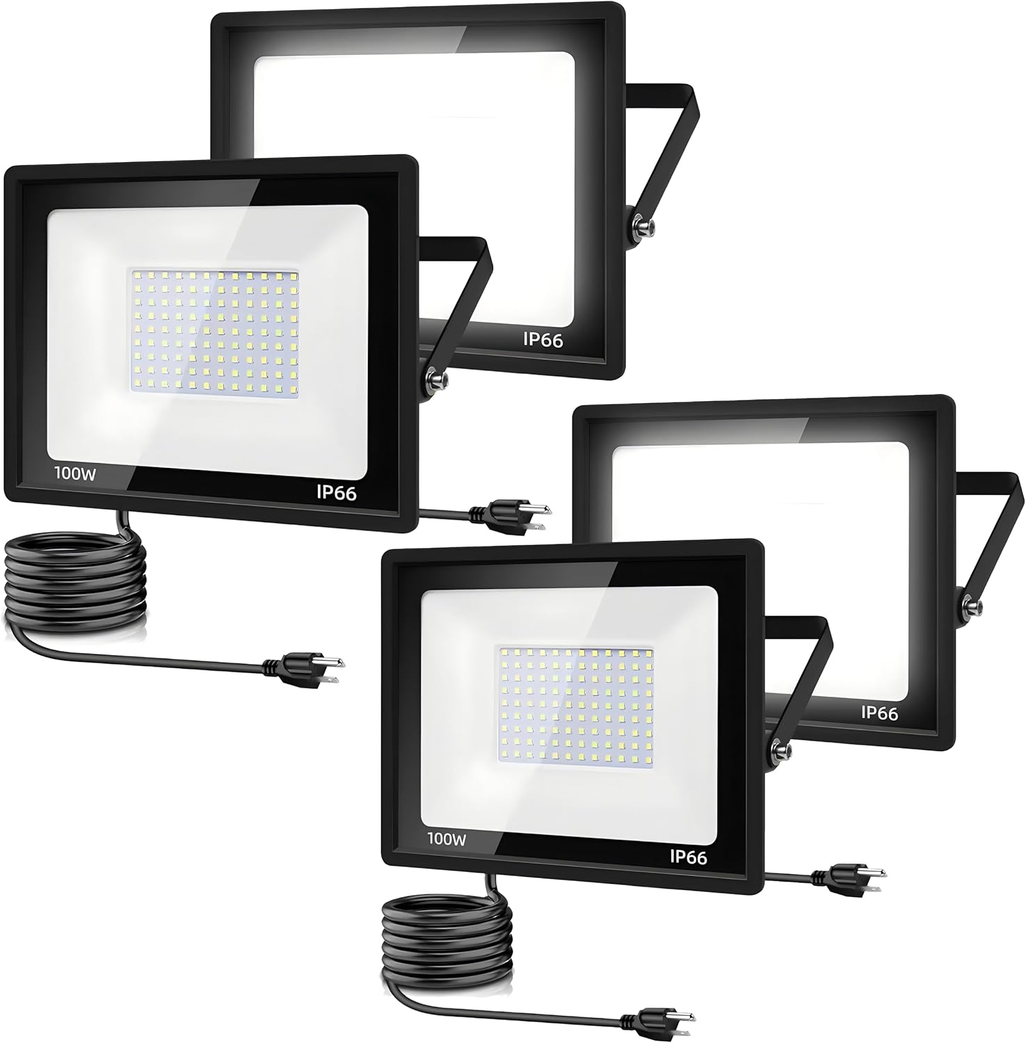 4Pack LED Flood Light Outdoor 100W with 11000lm Brightness