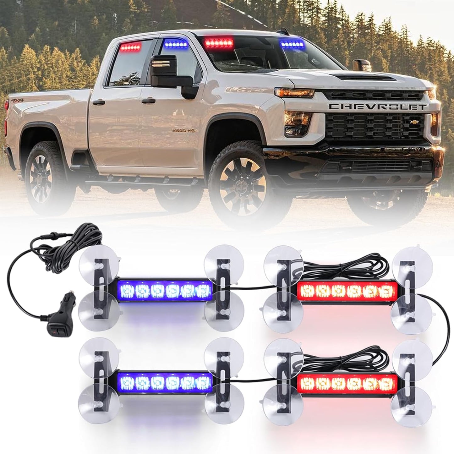 4X 6.1 inch Emergency Strobe Police Lights for Safety Vehicles