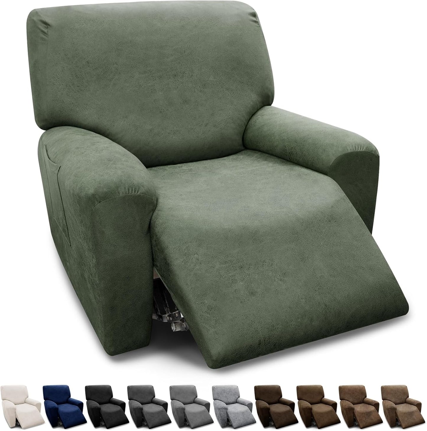 Recliner Chair Covers 4-Piece Set for XL Recliners Army Green