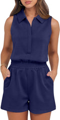 ANRABESS Romper for Womens 2025 Sleeveless V Neck One Piece
